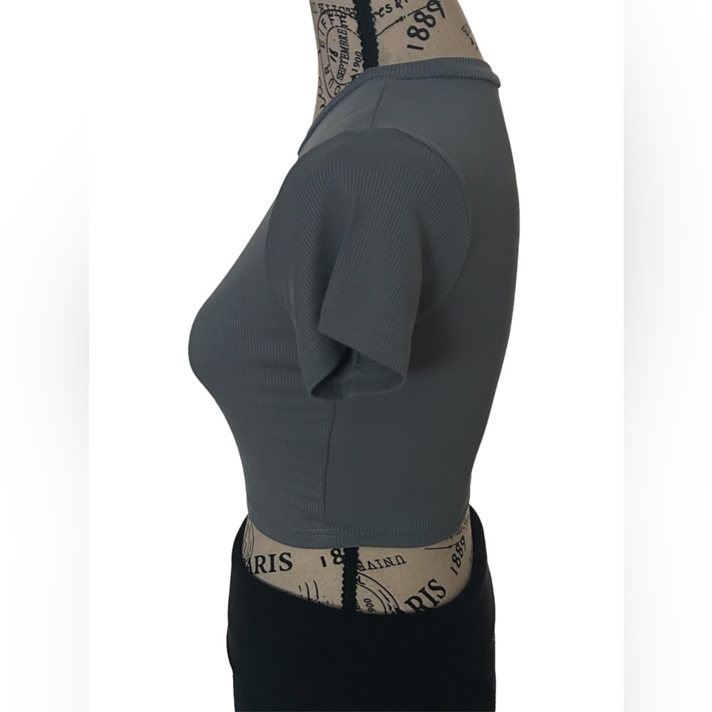 NWT Ribbed Crop Too Slate Blue - Picture 3 of 6